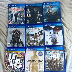 The Divison,The last of us,God of War,Bloodborne, AC 4,killZone,JD15,unchartedAc